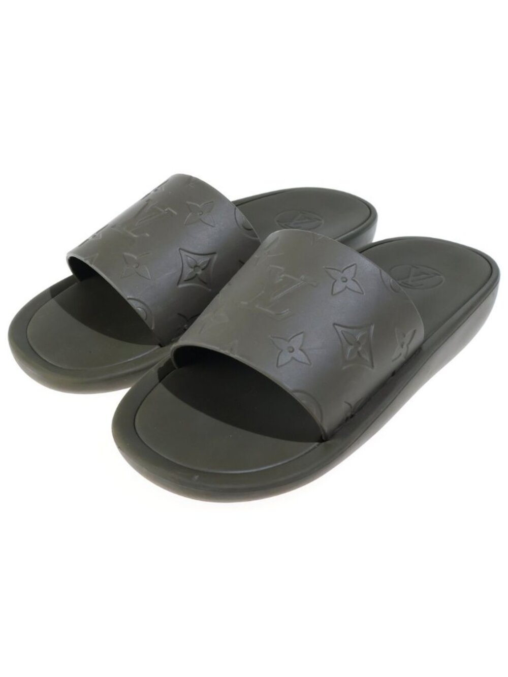 Louis Vuitton Sunbath Line Flat Mules Rubber Sandals Khaki
